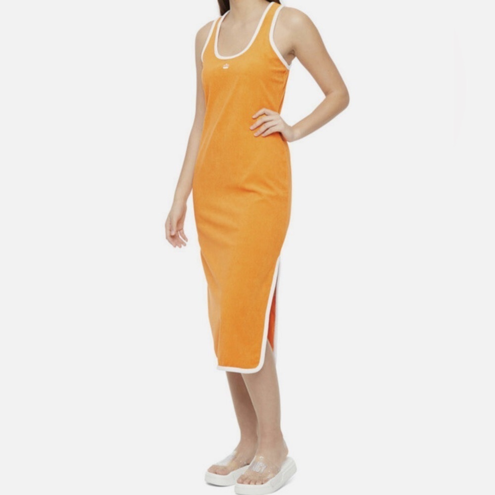 Juicy Couture track suit DRESS  Towel Terry Midi T-shirt Dress Yellow M Y2K